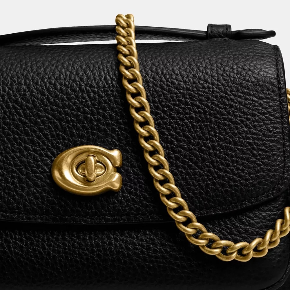 Coach Cassie Crossbody Bag 17 with 2 Straps in Brass/Black Pebble Leather NWT - Picture 11 of 16